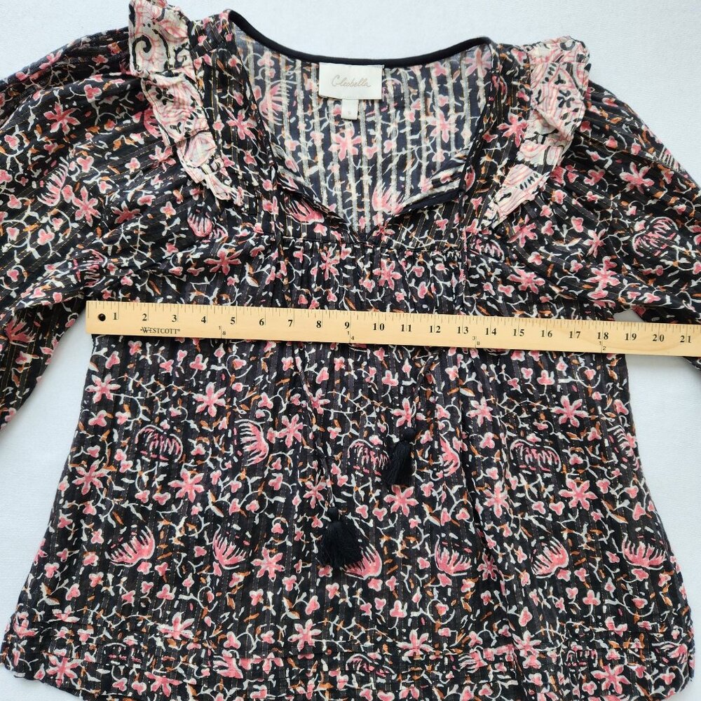 Cleobella Brynlee Floral Ruffle Long Sleeve Blouse Top Tassels Cottagecore Cute - Picture 9 of 11